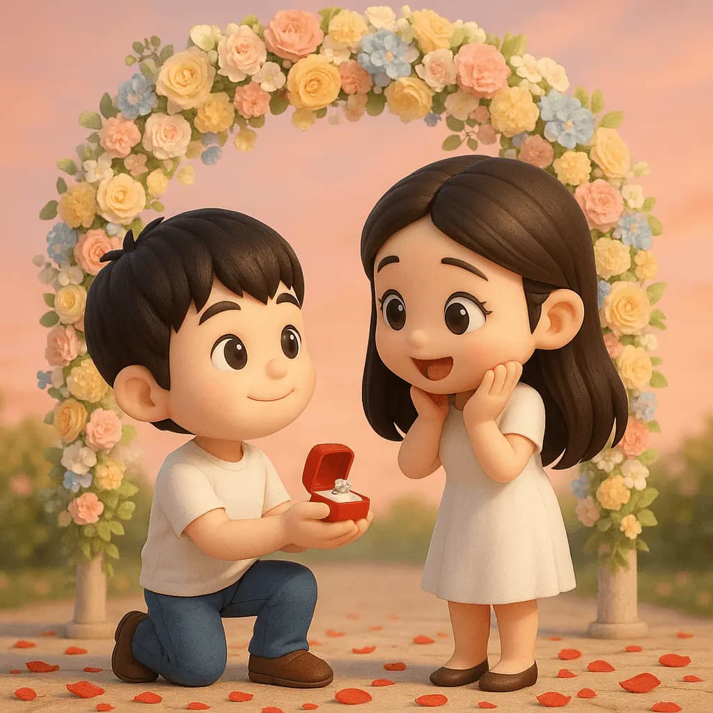 3D Chibi Proposal Scene — example output