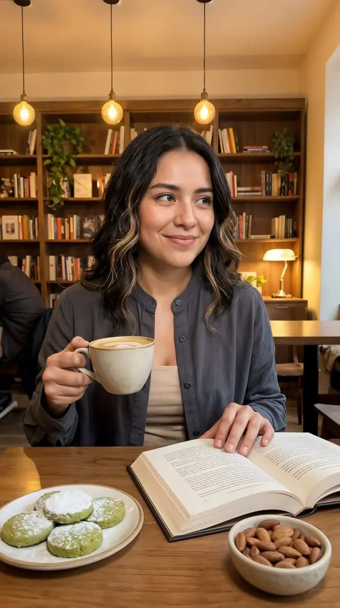 A Cozy Moment at the Book Café — example output
