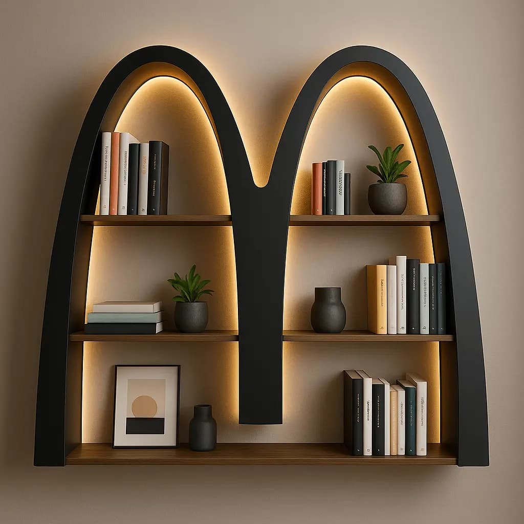 Creative Logo Shaped Bookshelf — example output