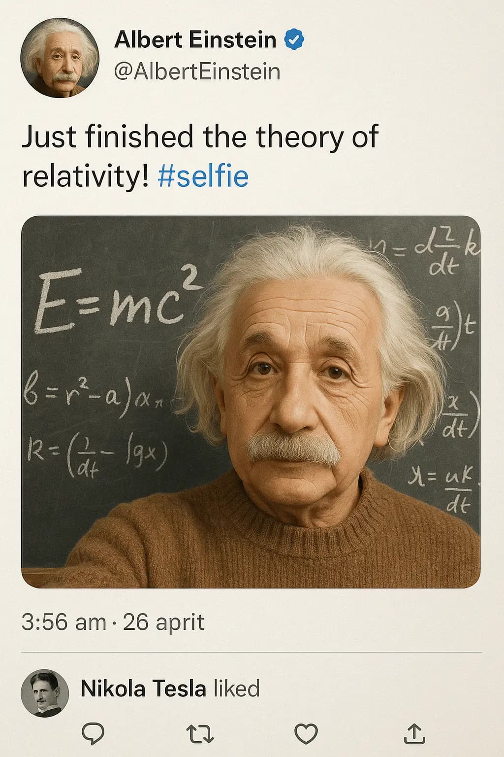 Fake Tweet Screenshot (Einstein) — example output
