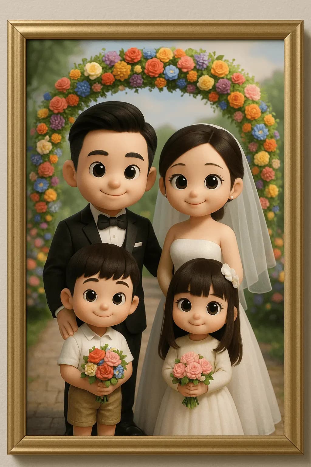 Family Wedding Photo (Q-version) — example output