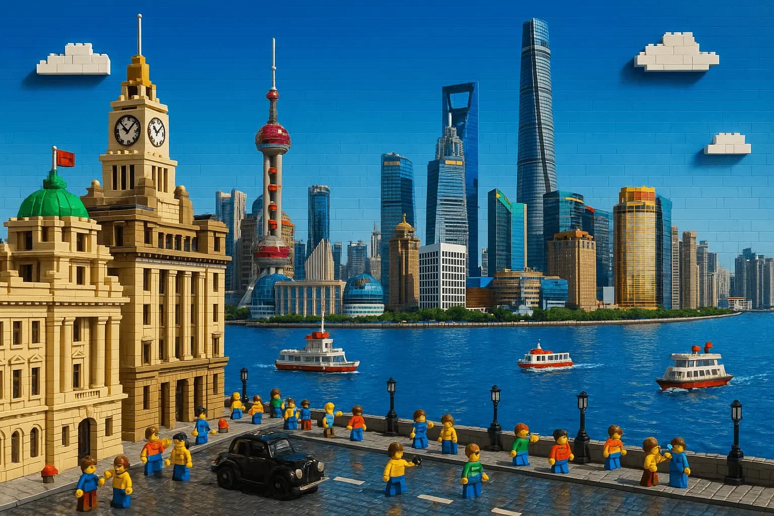 Lego Cityscape (Shanghai Bund) — example output