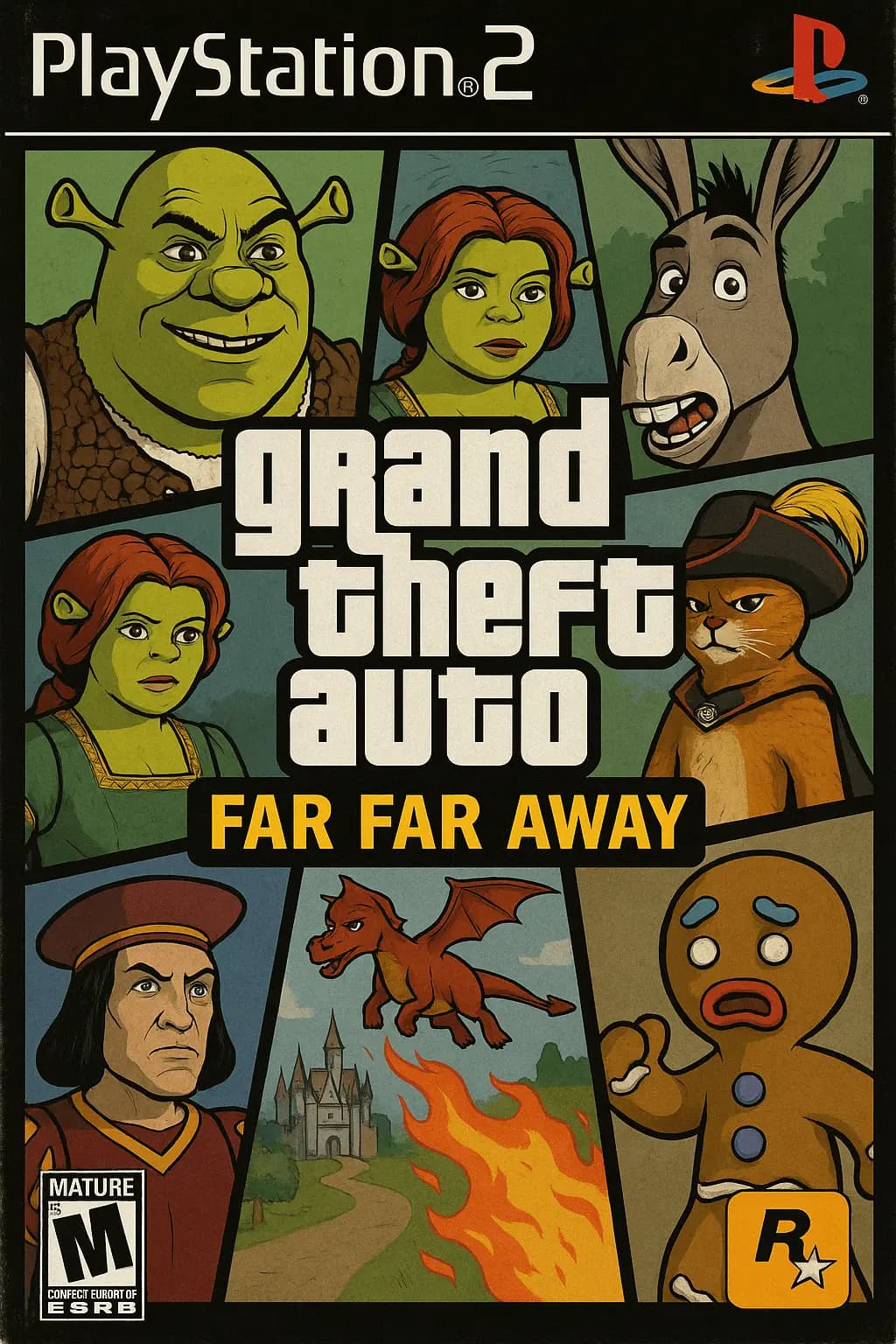 PS2 Game Cover (GTA x Shrek) — example output