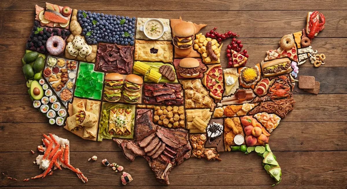 US Map Made of Famous Foods — example output