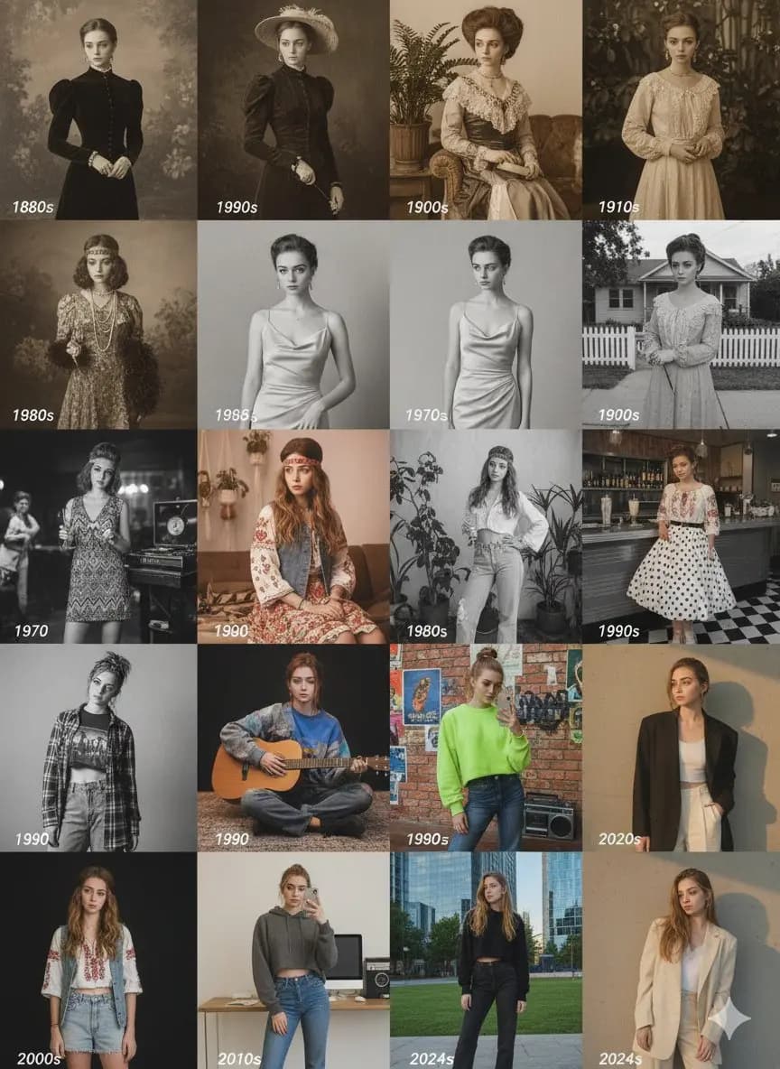 A Timeless Fashion Journey: 16 Eras in One Frame