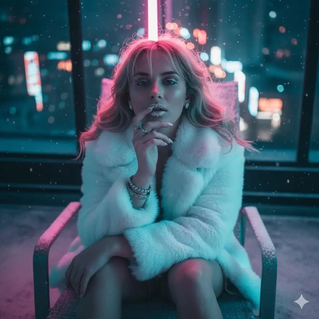 Chill Vibes: A Frosty Fusion of Neon and Retro