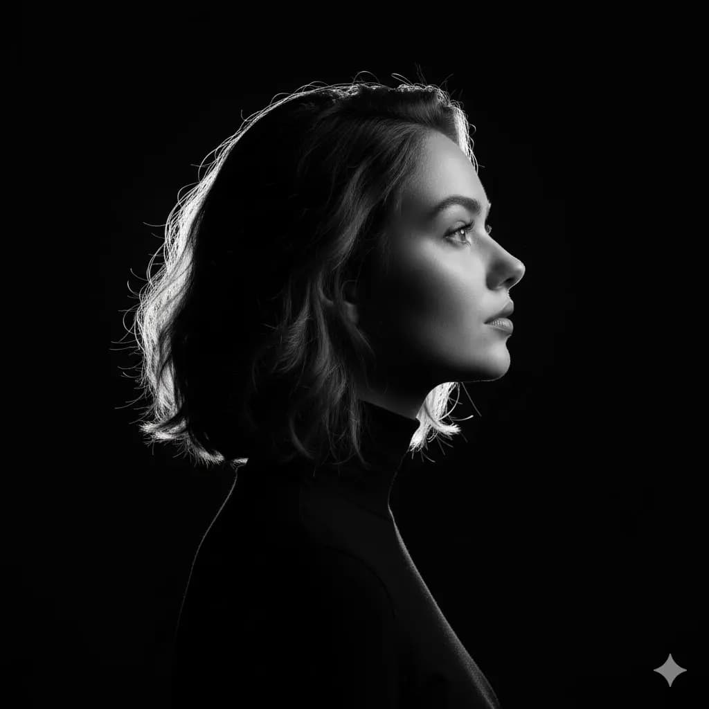 Dramatic Monochrome Side-Profile: A Study in Light and Shadow