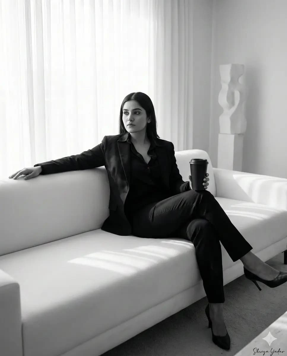 Elegance Meets Comfort in a Cinematic Portrait