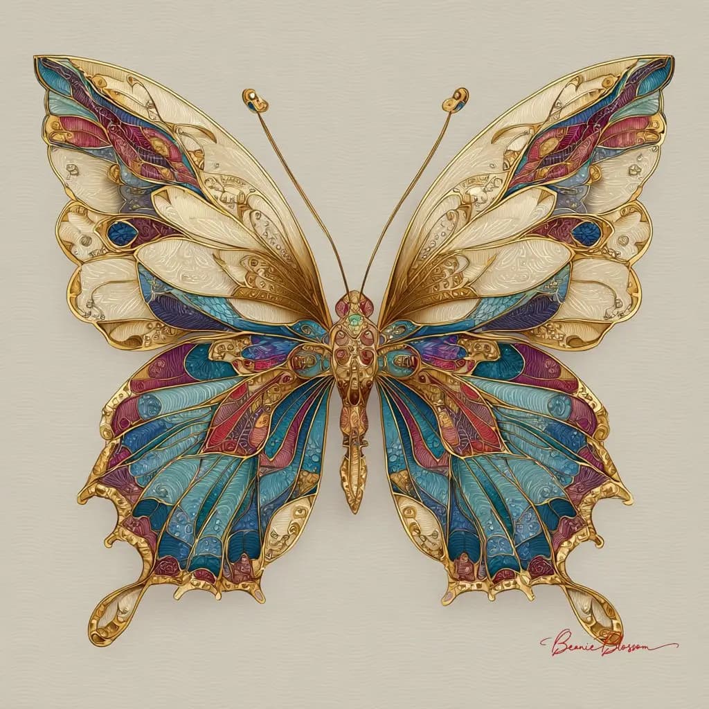 Gleaming Elegance: A Butterfly''s Golden Dance