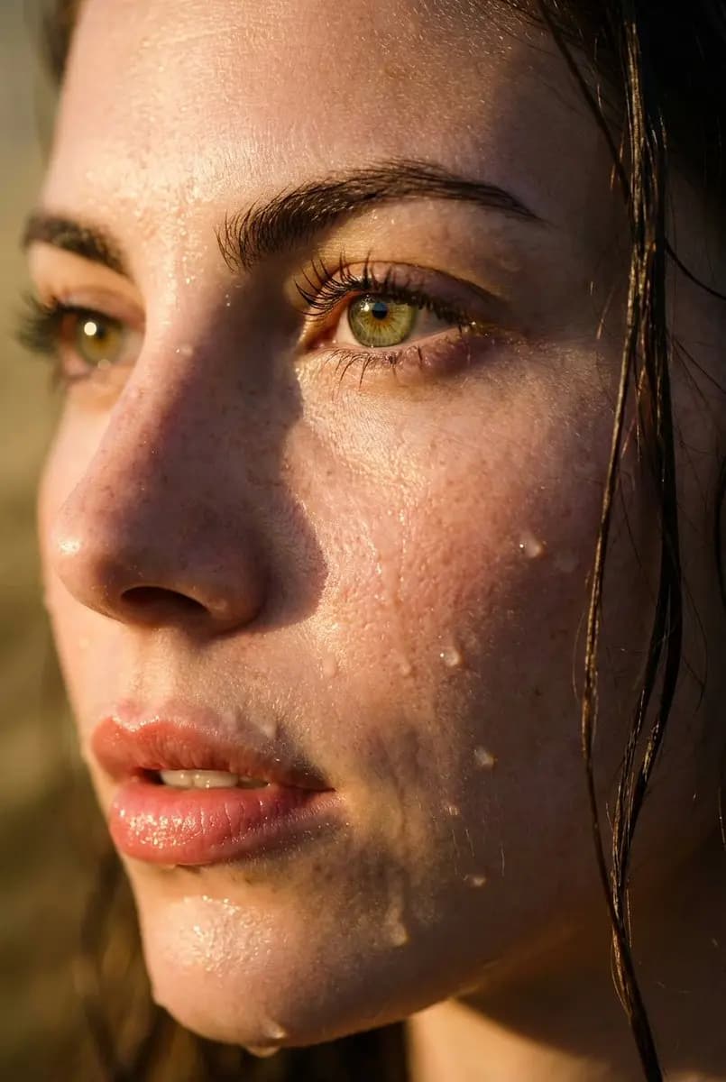 Golden Hour Glam: A Close-Up of Radiant Realism
