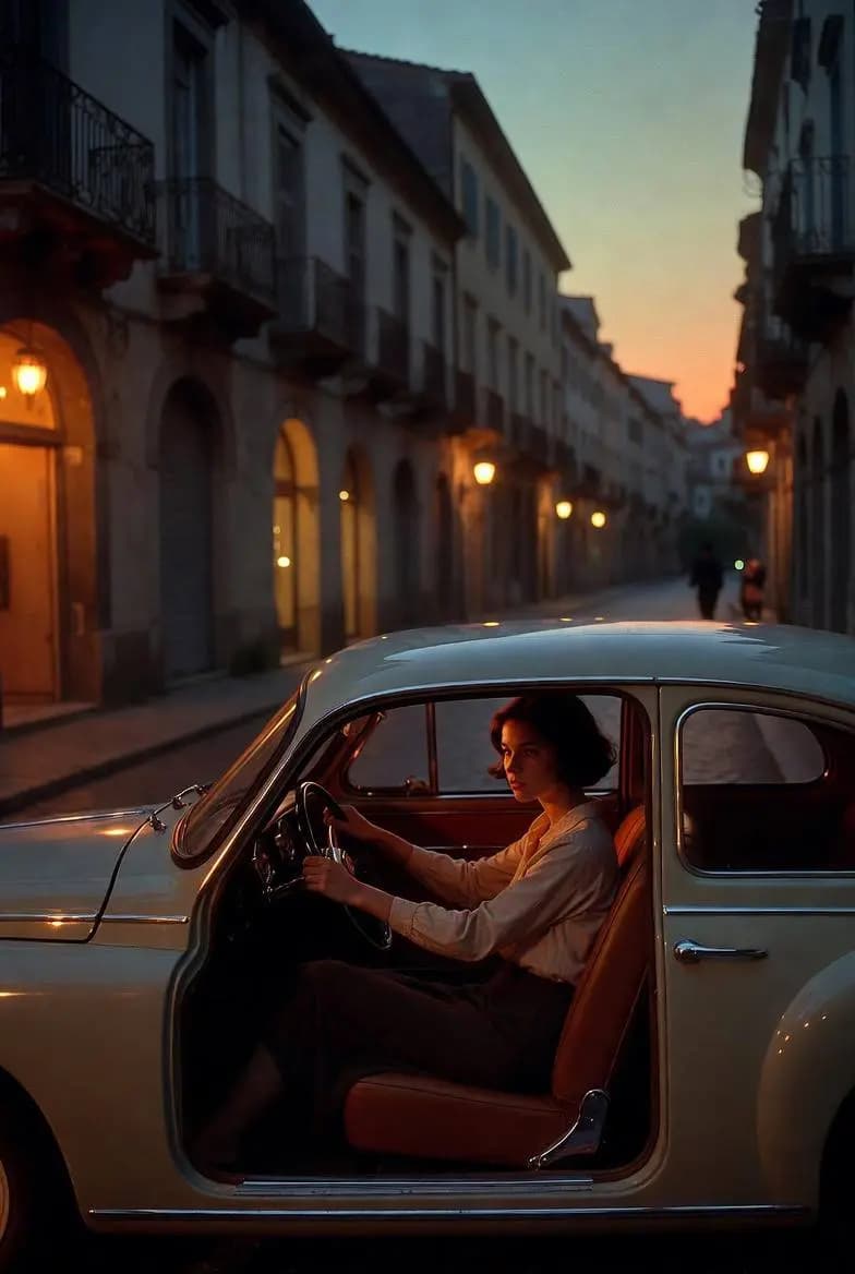 Golden Hour Glamour on Cobblestone Streets