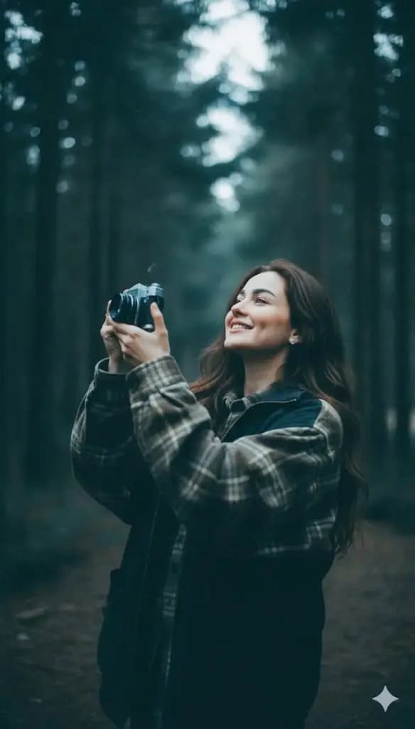 Moody Forest Portrait: 90s Vibes Meet Nature''s Enigma