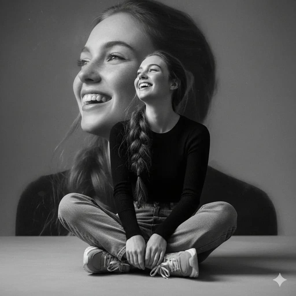 Portrait of Joy: A Modern Elegance in Monochrome