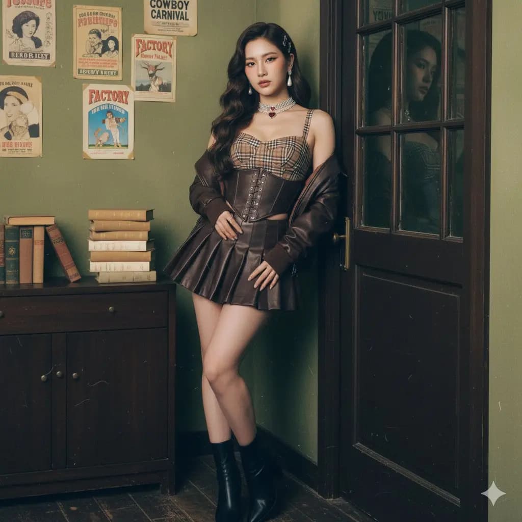 Retro Glam Meets K-Pop Chic in Striking Portrait