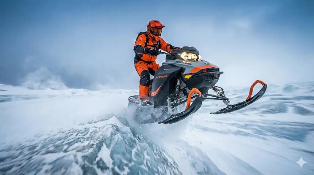 Soaring Through the Blizzard: A Snowmobile''s Thrill Ride