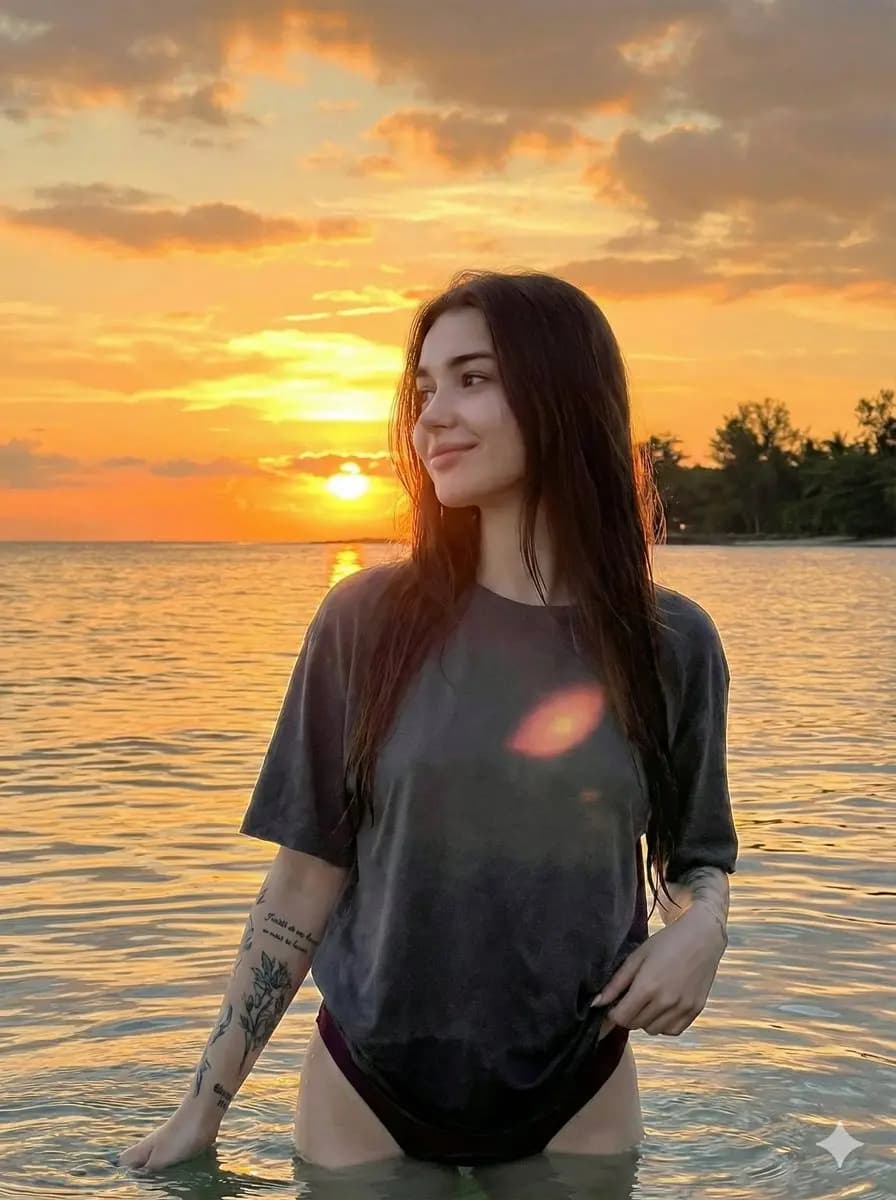 Sunset Whispers: A Playful Moment by the Water