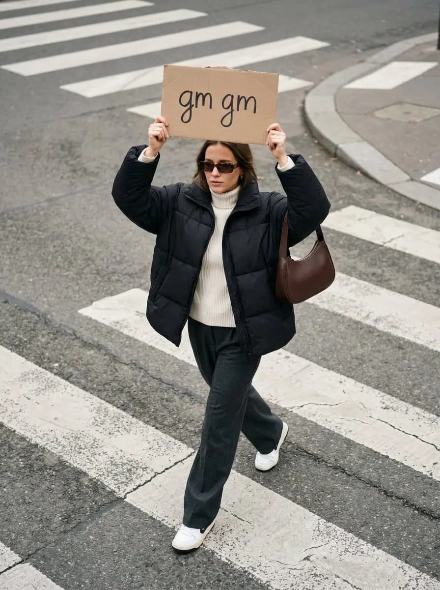 Urban Charm: A Confident Morning Greeting \U0001F306