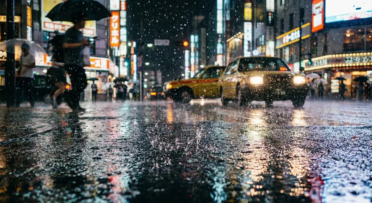 Urban Symphony: Rain-Drenched Reflections
