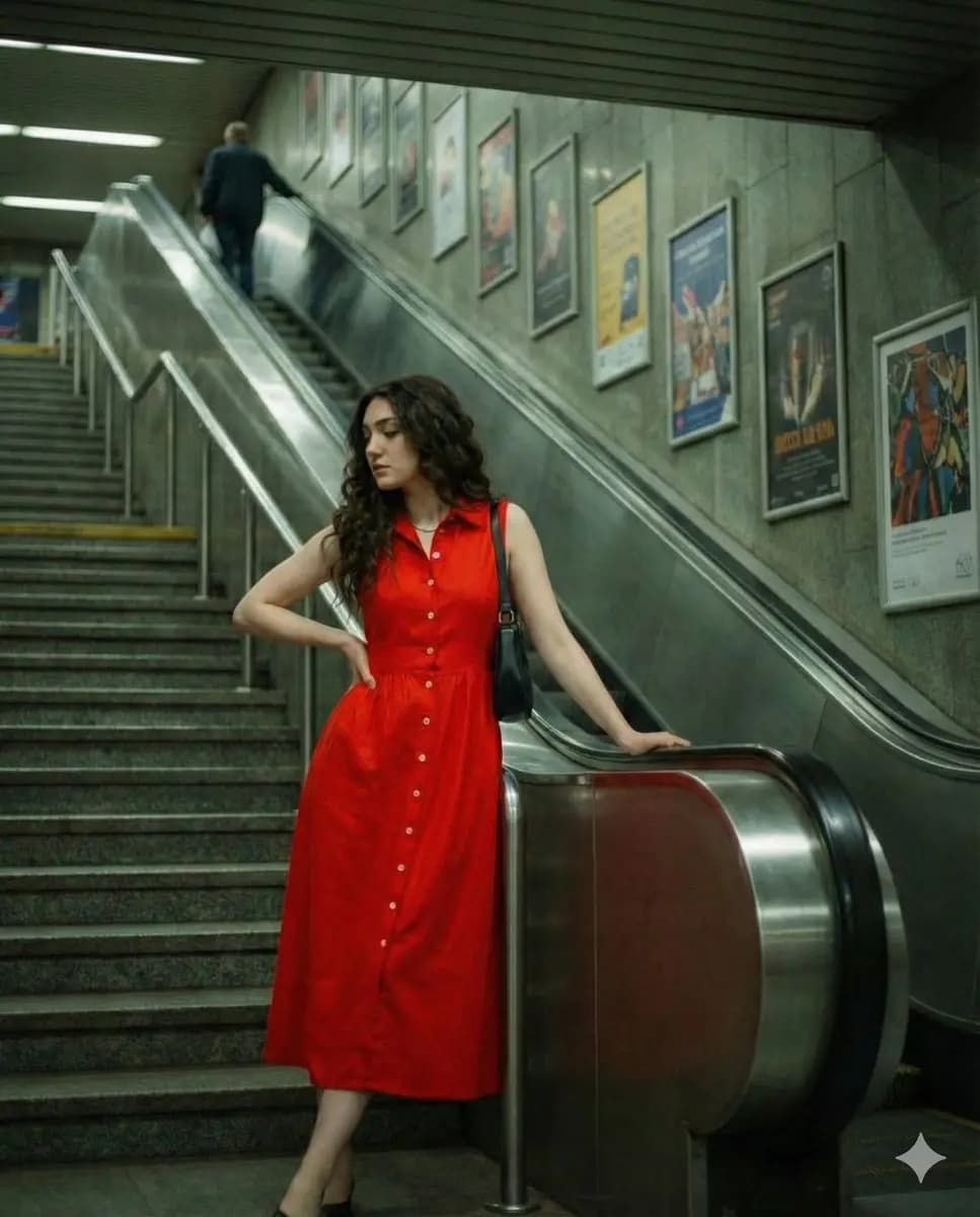 Vintage Vibes: A Subway Portrait in Red