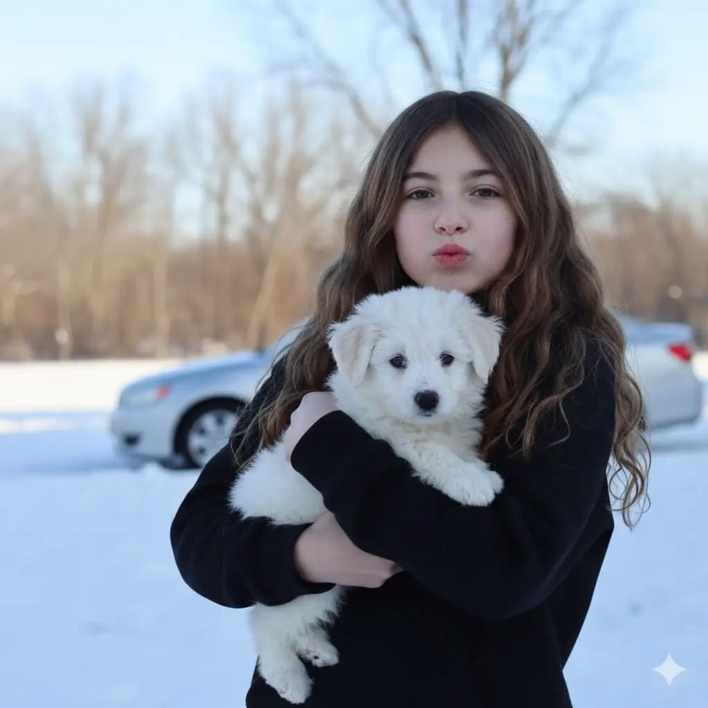 Winter Whimsy: A Girl and Her Puppy in the Snow