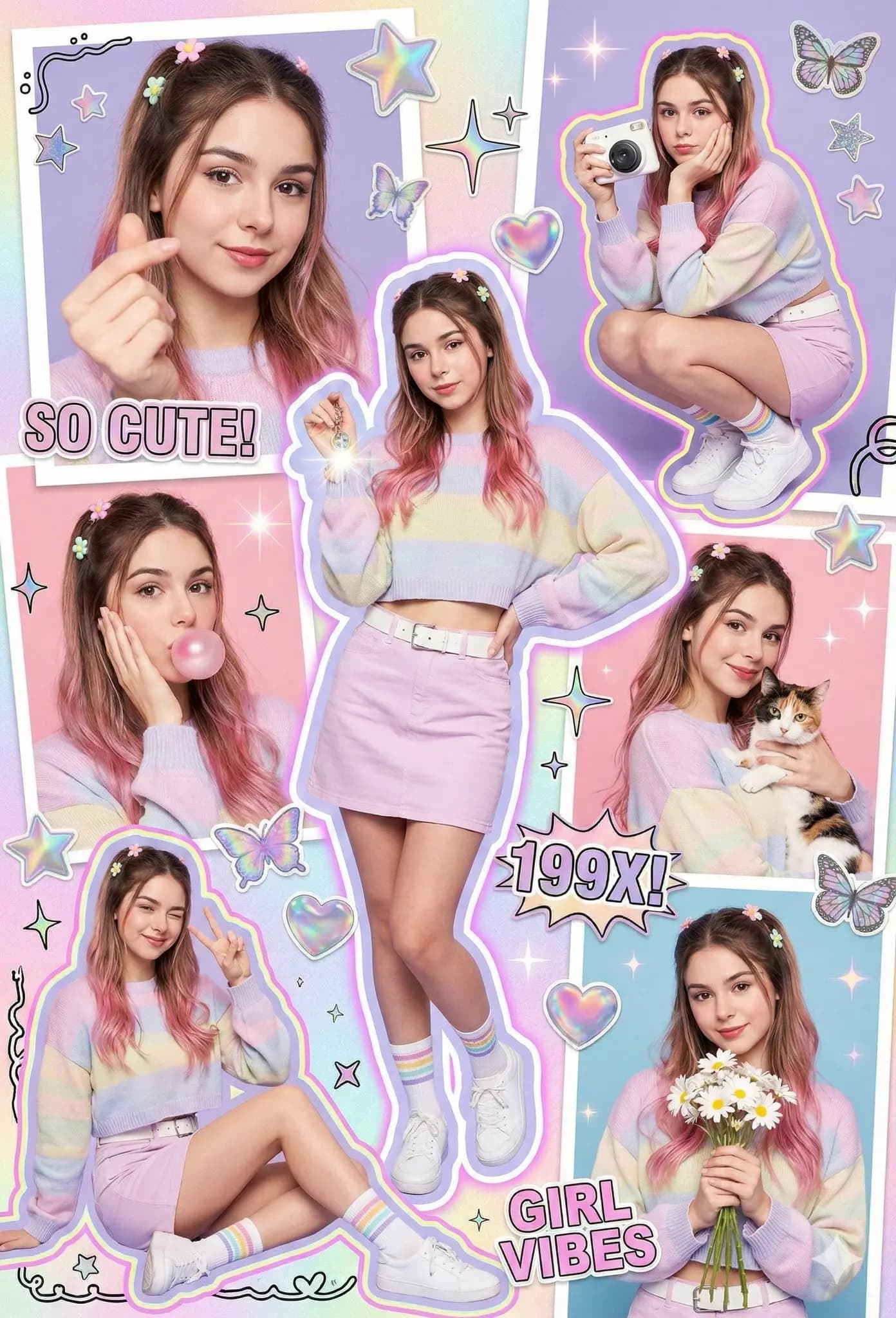 Y2K Scrapbook Poster with Multiple Poses