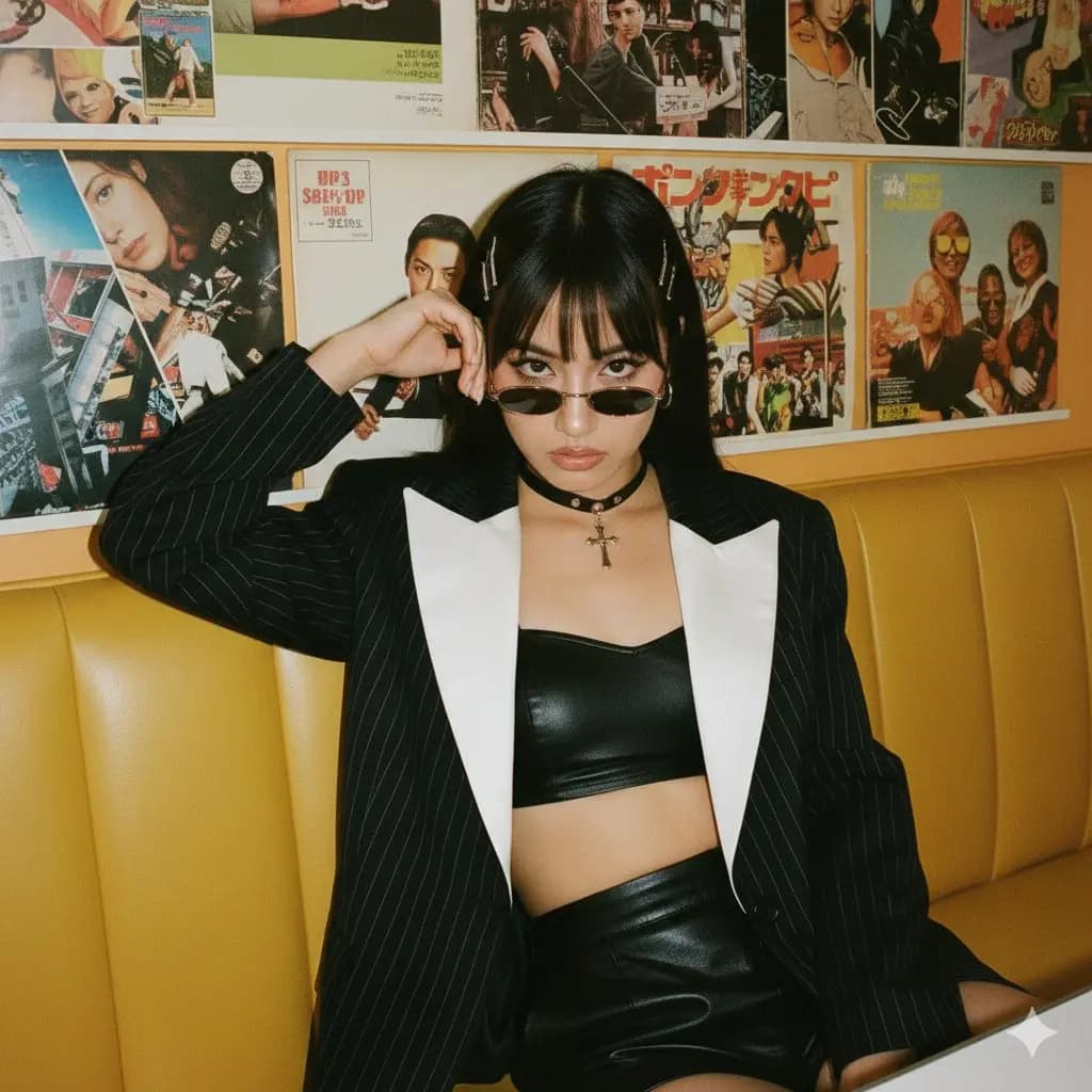 Y2K Unleashed: Dark Glamour at a High Angle
